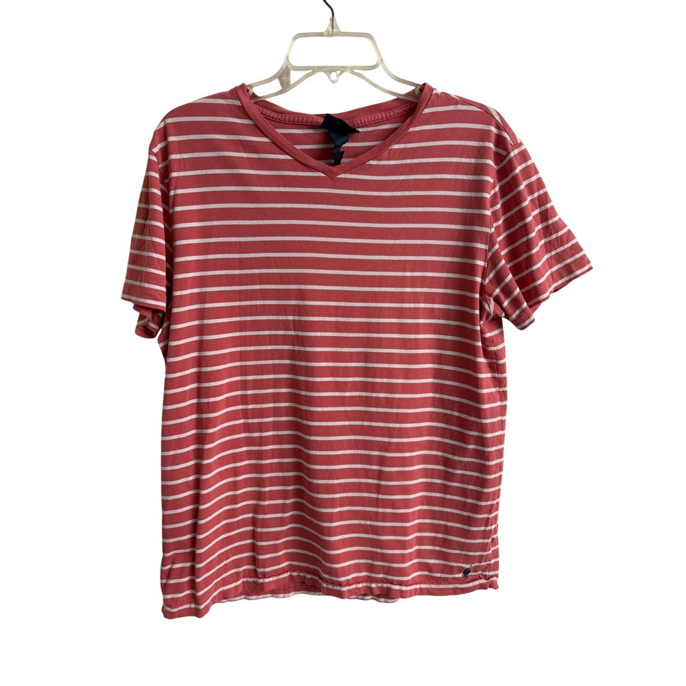 Polo Ralph Lauren Mens V-Neck Coral White Striped Preppy Pony‎ Logo Size M